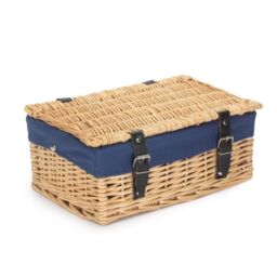 Red Hamper 36cm Buff Wicker Empty Picnic Basket in Navy - thumbnail 2