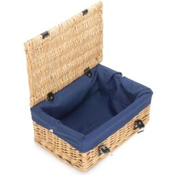 Red Hamper 36cm Buff Wicker Empty Picnic Basket in Navy - thumbnail 1