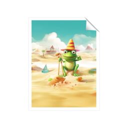 "Warren Reed - Designer Happy Frog On A Beach Holiday Unframed Art Print - Size: W20"" x H30""" - thumbnail 2