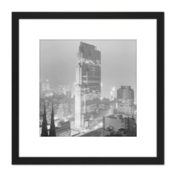 Artery8 New York City Rockefeller Center Vintage Photo 8X8 Inch Square Wooden Framed Wall Art Print Picture with Mount in Black - thumbnail 1