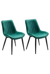 Living and Home Set of 2 Upholstered Dining Chairs in Green - thumbnail 2