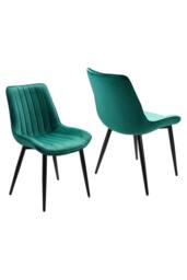Living and Home Set of 2 Upholstered Dining Chairs in Green