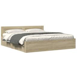 Berkfield Home Bed Frame with Headboard Frame Sonoma Oak 180x200 cm Super King in Light Tan
