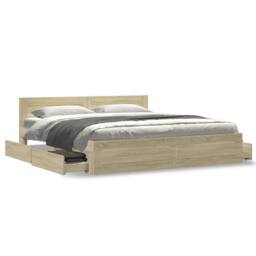 Berkfield Home Bed Frame with Headboard Frame Sonoma Oak 180x200 cm Super King in Light Tan - thumbnail 4