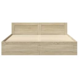 Berkfield Home Bed Frame with Headboard Frame Sonoma Oak 180x200 cm Super King in Light Tan - thumbnail 5