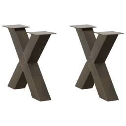 Berkfield Home Coffee Table Legs X-Shaped 2 pcs Natural Steel 60x(42-43) cm Steel in Brown - thumbnail 2