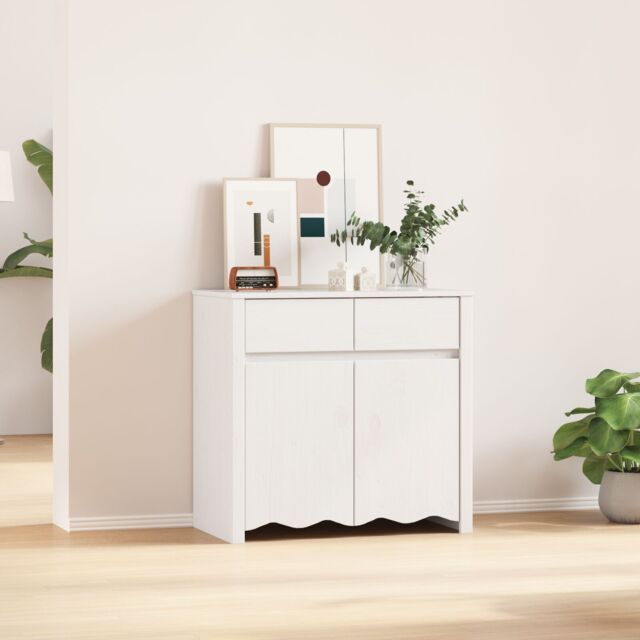 "Berkfield Home Sideboard ""DRAMMEN"" White 79x43x75, 5 cm Solid Wood Pine" - image 1
