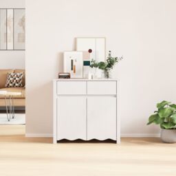 "Berkfield Home Sideboard ""DRAMMEN"" White 79x43x75, 5 cm Solid Wood Pine" - thumbnail 4