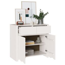 "Berkfield Home Sideboard ""DRAMMEN"" White 79x43x75, 5 cm Solid Wood Pine" - thumbnail 3