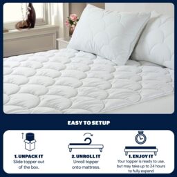 Velosso Cloud Hypoallergenic Mattress Topper in White - Size: Double - thumbnail 3