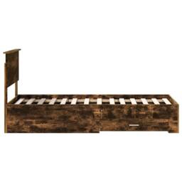 Berkfield Home Bed Frame Smoked Oak & Silver 75 x 190 cm Engineered Wood in Brown - thumbnail 8