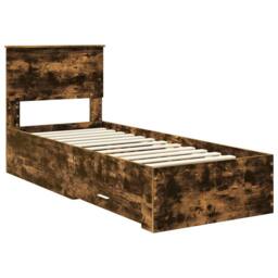 Berkfield Home Bed Frame Smoked Oak & Silver 75 x 190 cm Engineered Wood in Brown - thumbnail 4