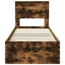 Berkfield Home Bed Frame Smoked Oak & Silver 75 x 190 cm Engineered Wood in Brown - thumbnail 7