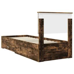 Berkfield Home Bed Frame Smoked Oak & Silver 75 x 190 cm Engineered Wood in Brown - thumbnail 9