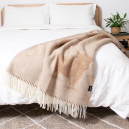 Native Natural Highland Cow Beige Wool Blanket - Size: Large - thumbnail 2
