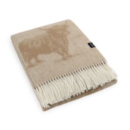 Native Natural Highland Cow Beige Wool Blanket - Size: Large - thumbnail 3