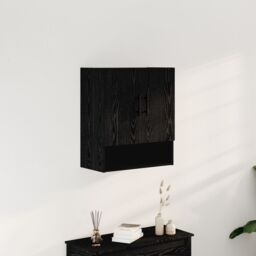 Berkfield Home Wall Cabinet Black Oak 60x31x70 cm Engineered Wood - Size: 60 x 31 x 70 cm - thumbnail 1