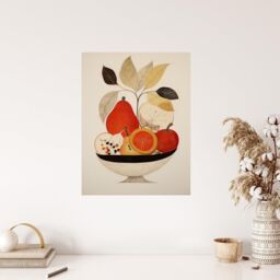 "Wee Blue Coo Wall Art Print Harvest Bowl Autumn Fruits Red Kitchen Living Room - Size: W24"" x H32""" - thumbnail 4