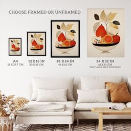 "Wee Blue Coo Wall Art Print Harvest Bowl Autumn Fruits Red Kitchen Living Room - Size: W24"" x H32""" - thumbnail 3