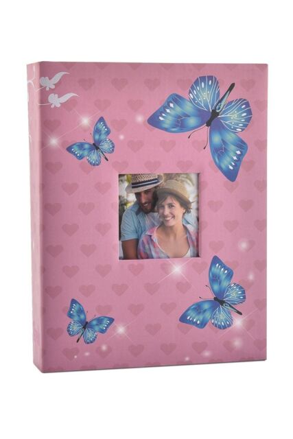 "Arpan Fashion Design 200 Holds Photo Album for 5""X7(13X18cm) Photo with Window (Cream-Flower) in Baby Pink - Size: 13X18 cm" - image 1