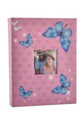 "Arpan Fashion Design 200 Holds Photo Album for 5""X7(13X18cm) Photo with Window (Cream-Flower) in Baby Pink - Size: 13X18 cm" - thumbnail 1