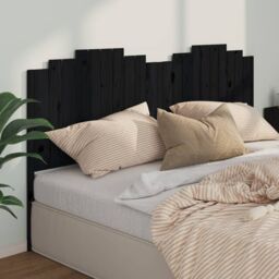 Berkfield Home Bed Headboard Black 206x4x110 cm Solid Wood Pine - Size: 206 x 4 x 110 cm - thumbnail 1