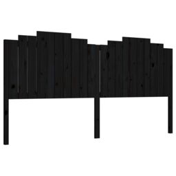 Berkfield Home Bed Headboard Black 206x4x110 cm Solid Wood Pine - Size: 206 x 4 x 110 cm - thumbnail 2