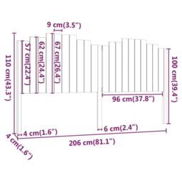 Berkfield Home Bed Headboard Black 206x4x110 cm Solid Wood Pine - Size: 206 x 4 x 110 cm - thumbnail 6