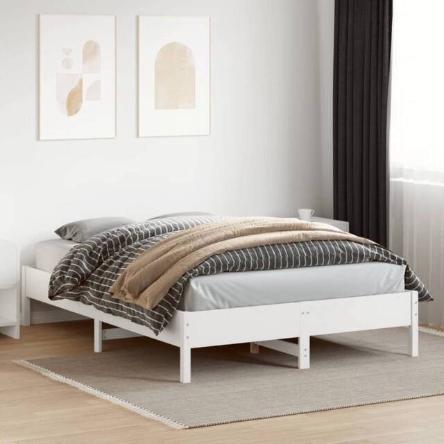 Berkfield Home Beautiful Bed Frame without Mattress White 140x200 cm Solid Wood Pine - image 1
