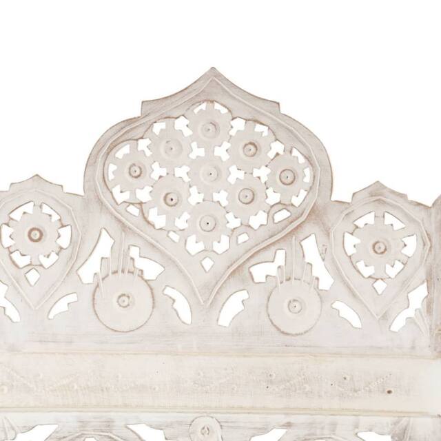 Berkfield Home Hand carved 5-Panel Room Divider White 200x165 cm Solid Mango Wood - image 1