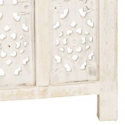 Berkfield Home Hand carved 5-Panel Room Divider White 200x165 cm Solid Mango Wood - thumbnail 5
