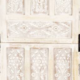 Berkfield Home Hand carved 5-Panel Room Divider White 200x165 cm Solid Mango Wood - thumbnail 4