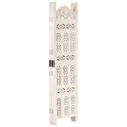 Berkfield Home Hand carved 5-Panel Room Divider White 200x165 cm Solid Mango Wood - thumbnail 3