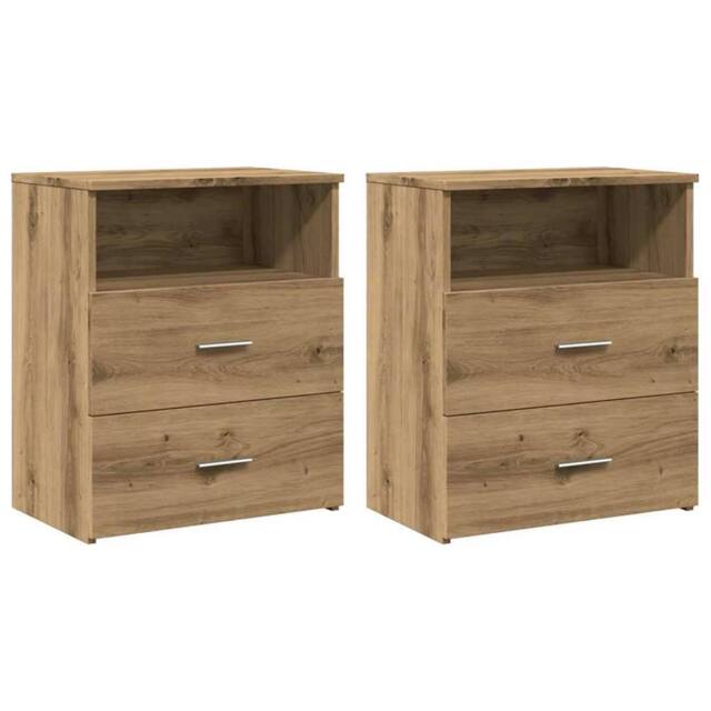 Berkfield Home Bedside Cabinets 2 pcs Artisan Oak 50x32x60cm Engineered Wood in Brown - Size: 50 x 32 x 60 cm - image 1