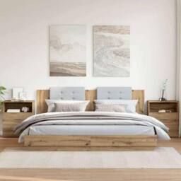 Berkfield Home Bedside Cabinets 2 pcs Artisan Oak 50x32x60cm Engineered Wood in Brown - Size: 50 x 32 x 60 cm - thumbnail 2