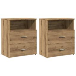 Berkfield Home Bedside Cabinets 2 pcs Artisan Oak 50x32x60cm Engineered Wood in Brown - Size: 50 x 32 x 60 cm - thumbnail 1
