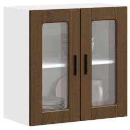 Berkfield Home Kitchen Wall Cabinet with Glass Door Porto Brown Oak - thumbnail 6