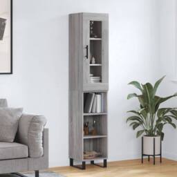 Berkfield Home Highboard Grey Sonoma 34.5x34x180 cm Engineered Wood - thumbnail 2