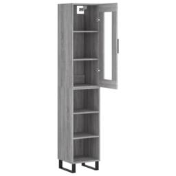 Berkfield Home Highboard Grey Sonoma 34.5x34x180 cm Engineered Wood - thumbnail 4