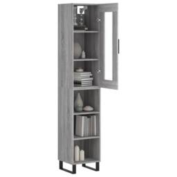 Berkfield Home Highboard Grey Sonoma 34.5x34x180 cm Engineered Wood - thumbnail 3