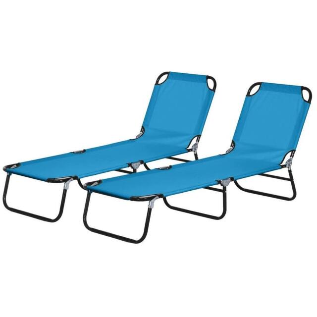 NESTLUNE 2 Piece Reclining Chaise Lounge in Blue - Size: 100 cm x 15 cm - image 1