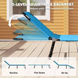 NESTLUNE 2 Piece Reclining Chaise Lounge in Blue - Size: 100 cm x 15 cm - thumbnail 5