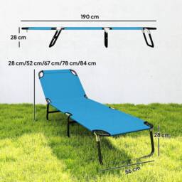 NESTLUNE 2 Piece Reclining Chaise Lounge in Blue - Size: 100 cm x 15 cm - thumbnail 2
