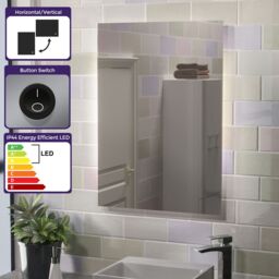 Nes Home Battery Operated LED Backlit Illuminated Bathroom Mirror in Metallic Silver