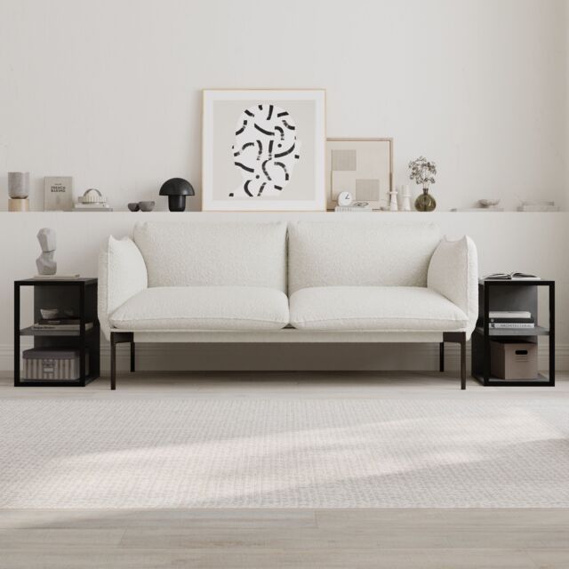 Decortie Set of 2 Modern 'Echo' Sofa Side Tables 3-Tier with Metal Frame in Mid Grey - Size: 1 Pack - image 1