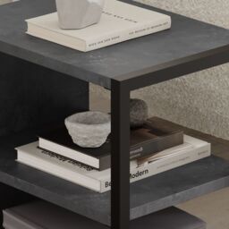 Decortie Set of 2 Modern 'Echo' Sofa Side Tables 3-Tier with Metal Frame in Mid Grey - Size: 1 Pack - thumbnail 3