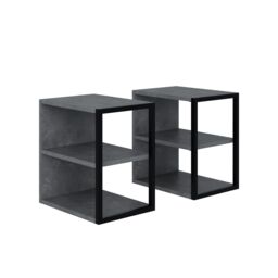 Decortie Set of 2 Modern 'Echo' Sofa Side Tables 3-Tier with Metal Frame in Mid Grey - Size: 1 Pack - thumbnail 2