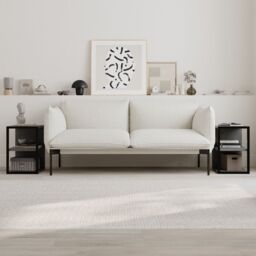 Decortie Set of 2 Modern 'Echo' Sofa Side Tables 3-Tier with Metal Frame in Mid Grey - Size: 1 Pack - thumbnail 1