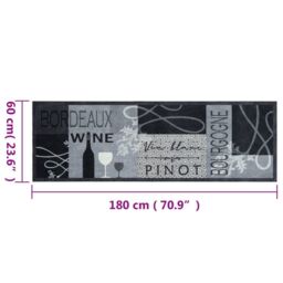 Berkfield Home Kitchen Rug Washable Wine Grey 60x180 cm Velvet - thumbnail 5