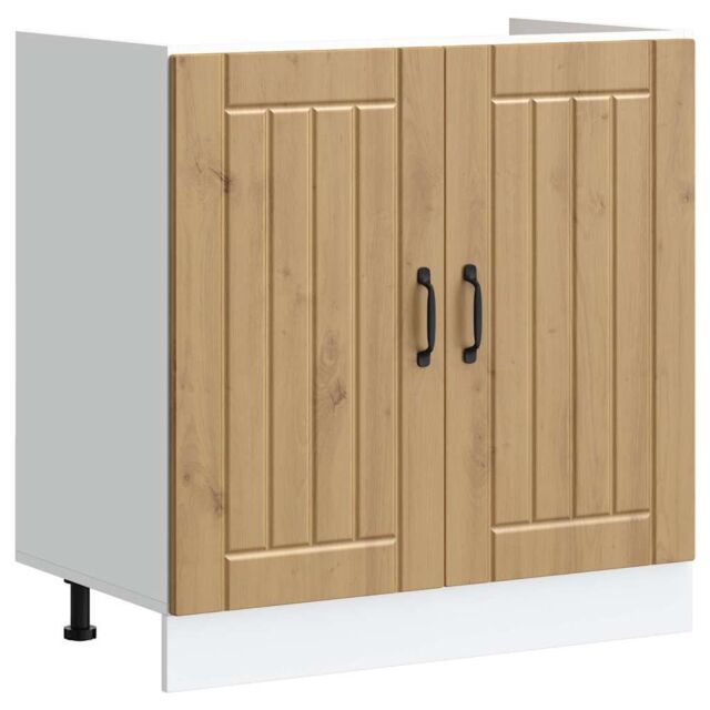 Berkfield Home Sink Base Cabinet Lucca Artisan Oak Engineered Wood in Brown - image 1